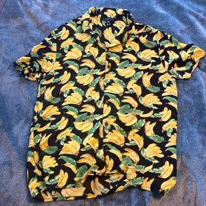 COPY - Men’s black Hawaiian shirt, banana print size medium